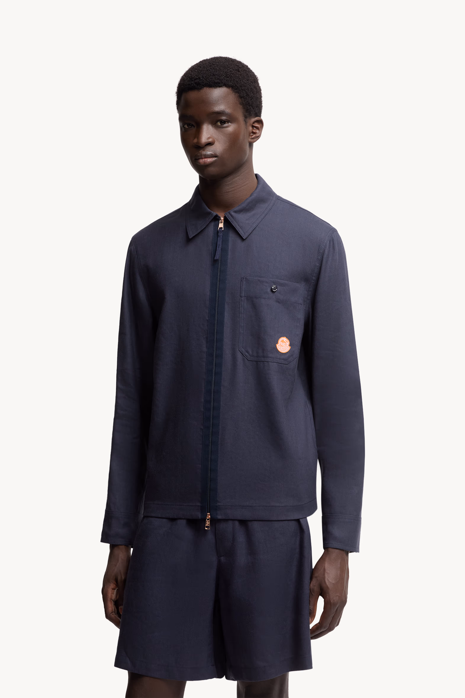 Moncler x Gilga Farm Designed by Donald Glover Linen Blend Shirt Men Navy Blue Moncler 3